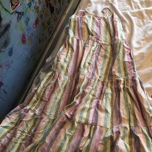 Horizontal striped spaghetti strapped maxi dress